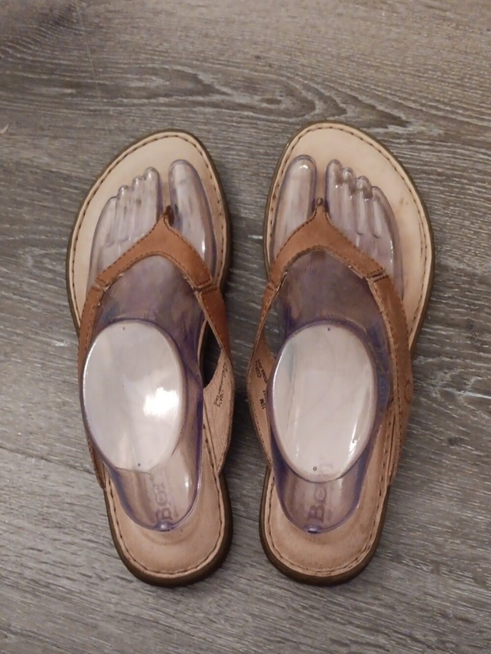 Born Tan Leather Thong Sandals